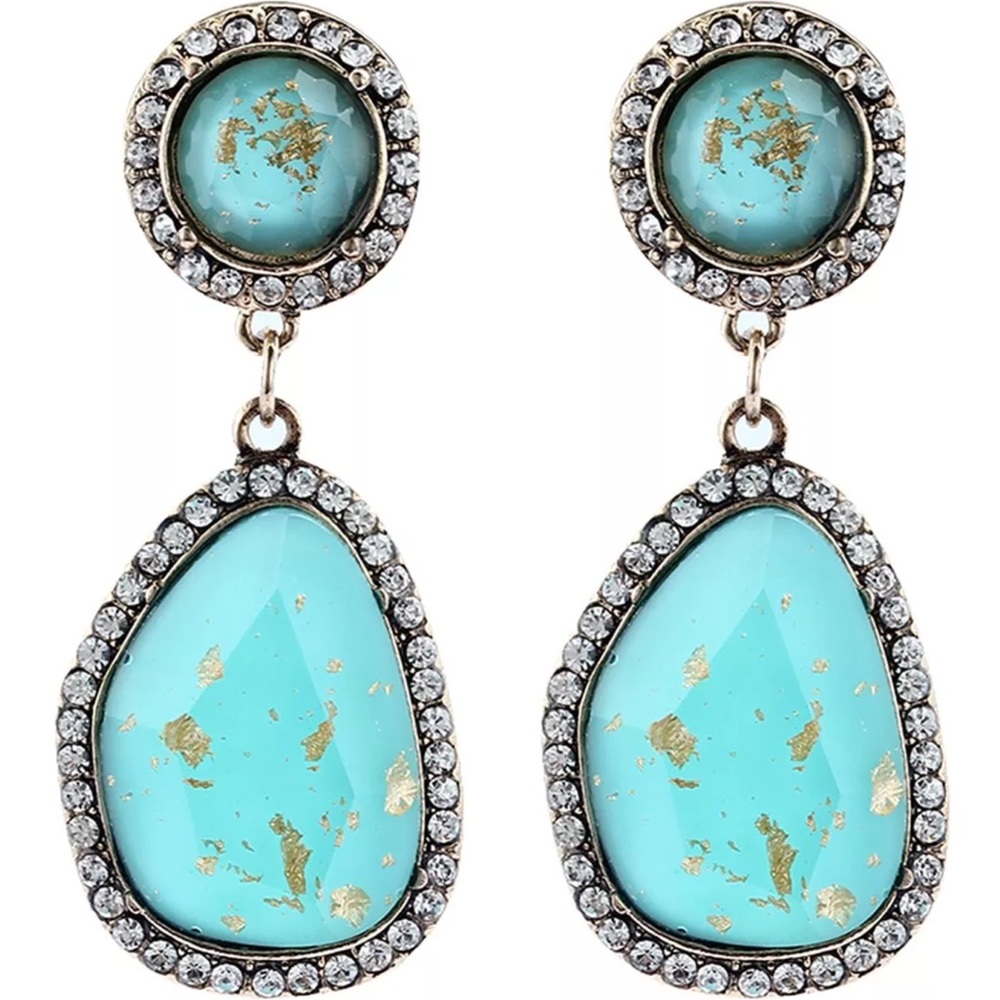 # 87. Blue Crystal Rhinestone Silver Plated long earring